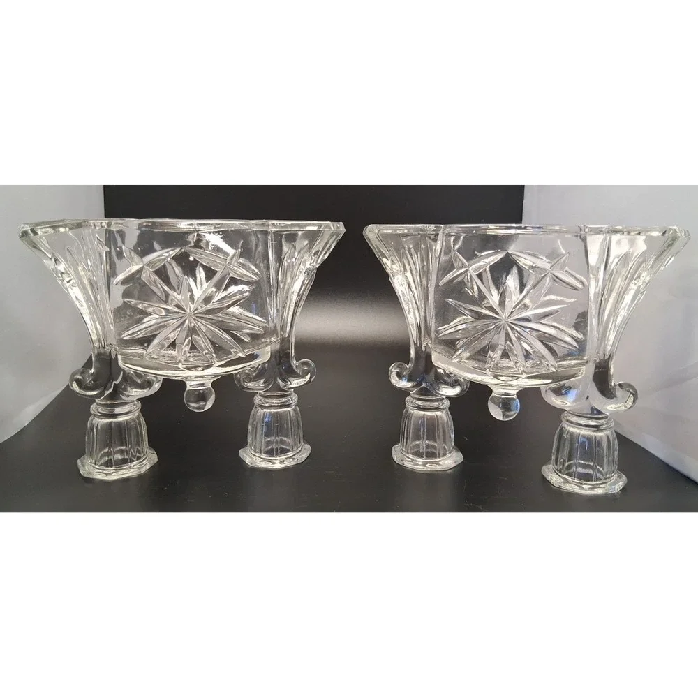 2 Anchor Hocking Early American‎ Prescut Candle Holders